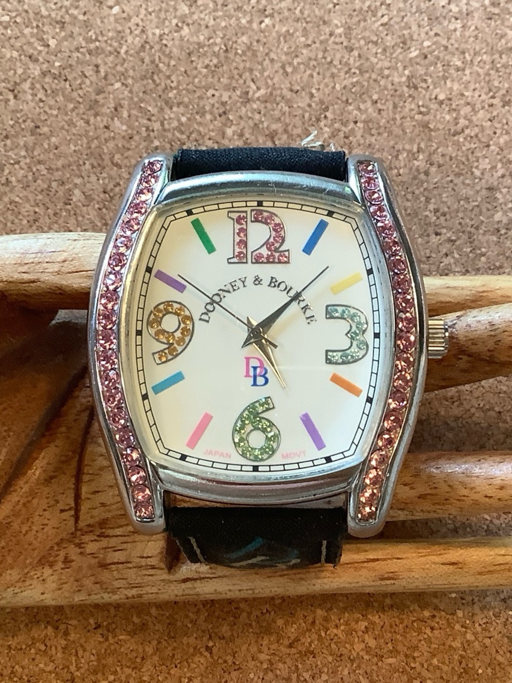 NEW Battery - Vintage Dooney & Bourke Multi-Color Rainbow Crystal Large Watch